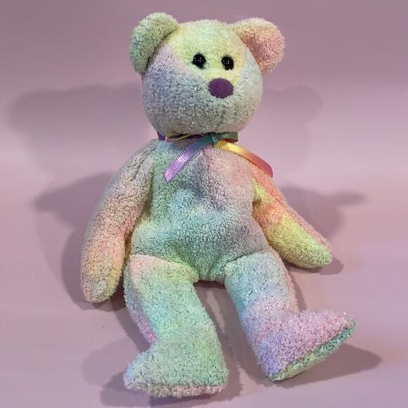 1999 Original Ty Beanie Baby Groovy the Pastel Multi-Coloured Bear EUC 9” tall - Picture 5 of 7